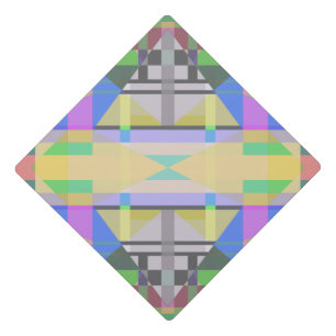 Yellow Green Blue Purple Geometric Graduation Cap Topper