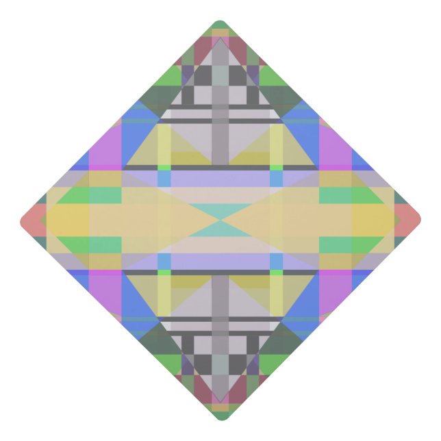 Yellow Green Blue Purple Geometric Graduation Cap Topper (Front)