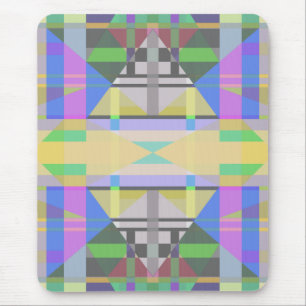 Yellow Green Blue Purple Geometric Mouse Pad