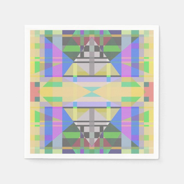 Yellow Green Blue Purple Geometric Napkin (Front)