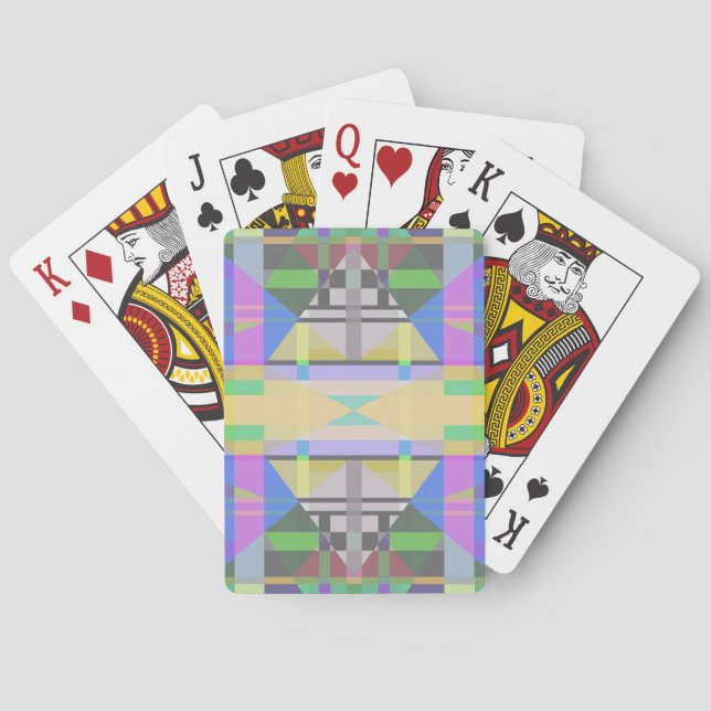 Yellow Green Blue Purple Geometric Playing Cards (Back)