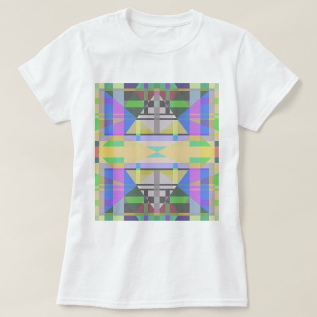 Yellow Green Blue Purple Geometric T-Shirt (Design Front)
