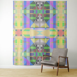 Yellow Green Blue Purple Geometric Tapestry