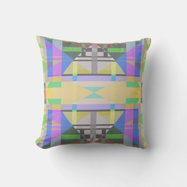 Yellow Green Blue Purple Geometric Throw Pillow (Front)