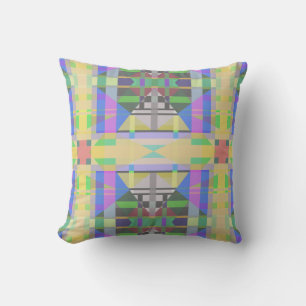 Yellow Green Blue Purple Geometric Throw Pillow