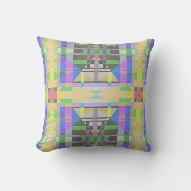 Yellow Green Blue Purple Geometric Throw Pillow (Front)