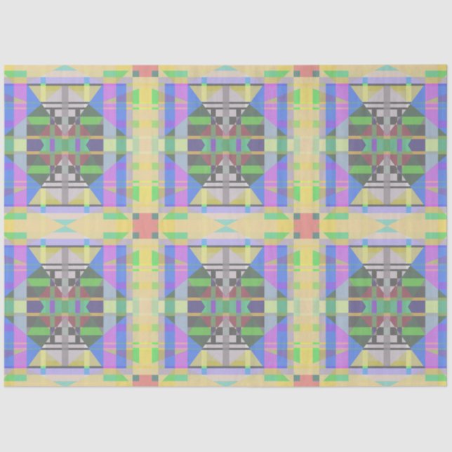 Yellow Green Blue Purple Geometric Tissue Paper (Front)