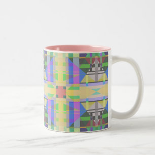 Yellow Green Blue Purple Geometric Two-Tone Coffee Mug