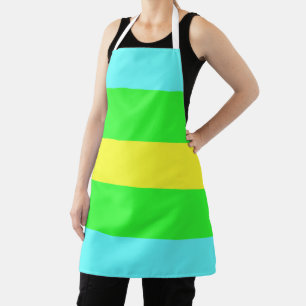 Yellow, Green, Blue Wide Stripes by Shirley Taylor Apron