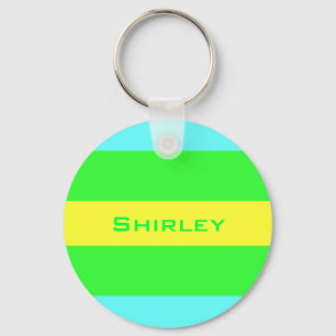 Yellow, Green, Blue Wide Stripes by Shirley Taylor Keychain