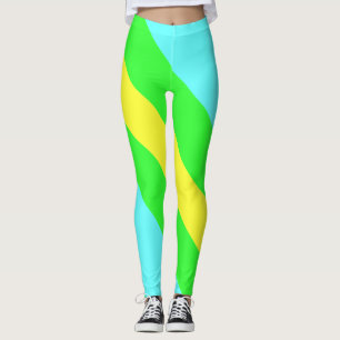 Yellow, Green, Blue Wide Stripes by Shirley Taylor Leggings