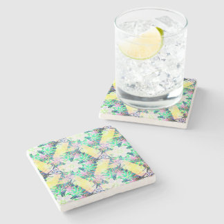 Yellow Green Botanical Drink Coasters