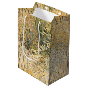 Yellow Green Brown Trees Birthday Medium Gift Bag