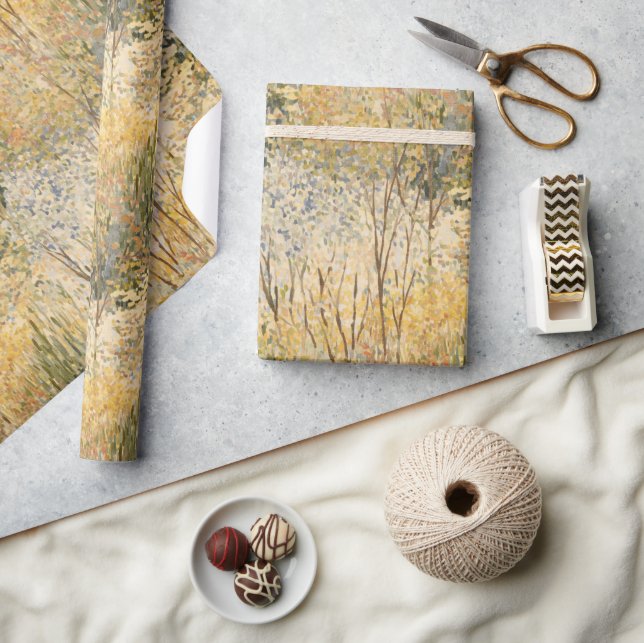 Yellow Green Brown Trees   Wrapping Paper (Crafts)
