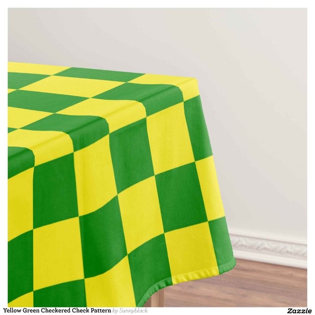 Yellow Green Chequered Check Pattern Tablecloth (Creator Uploaded)