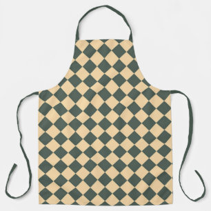 Yellow Green Chequered Diamond Pattern Apron