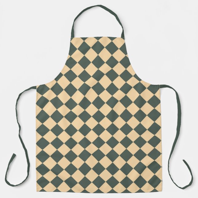Yellow Green Chequered Diamond Pattern Apron (Front)