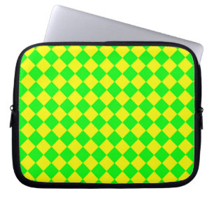 Yellow Green Chequered Diamond Pattern  Laptop Sleeve