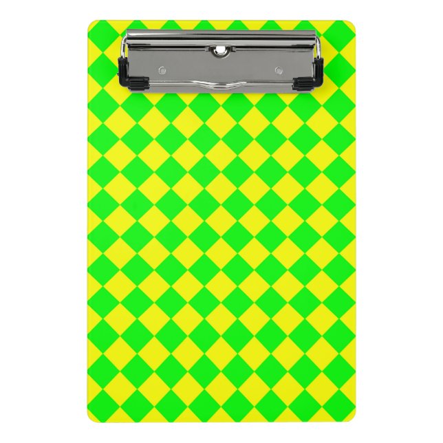 Yellow Green Chequered Diamond Pattern  Mini Clipboard (Front)