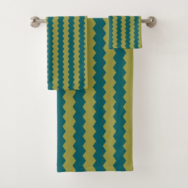 Yellow Green Chevron Design - Towel Set (Insitu)