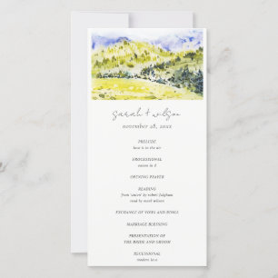 Yellow Green Countryside Hills Wedding Program