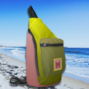 Yellow green cross body sling bag travel hiking