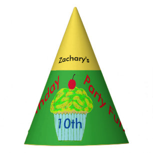 Yellow Green Cupcake Personalized Birthday Hats