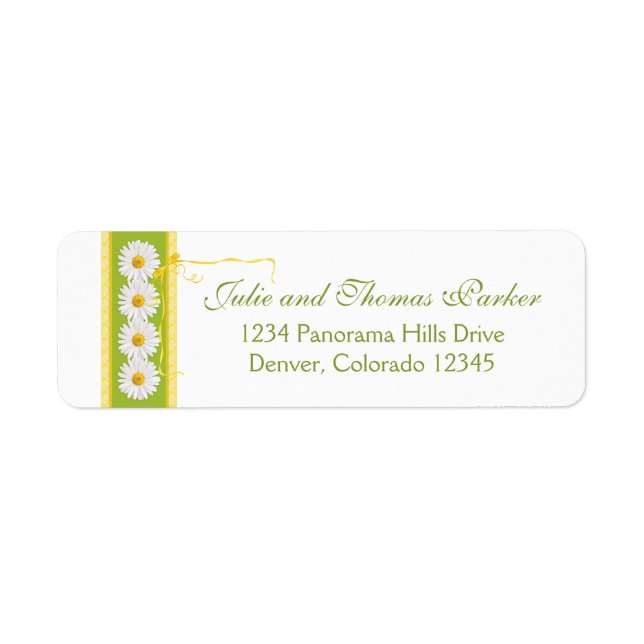 Yellow Green Daisy Ribbon Wedding Return Address (Front)