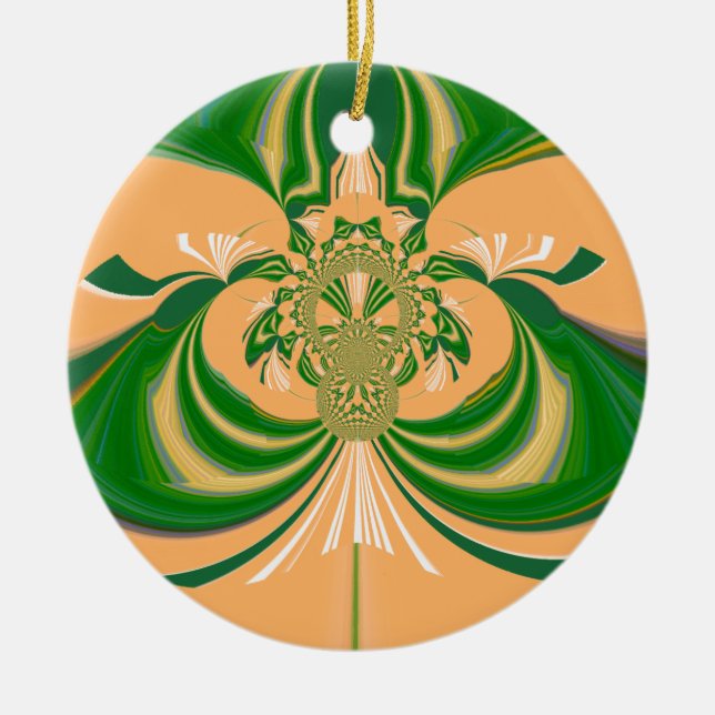 Yellow Green Design. Ceramic Ornament (Front)