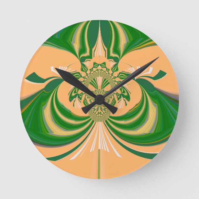 Yellow Green Design. Round Clock (Front)