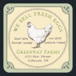 Yellow & Green Egg Carton Label with Vintage Hen<br><div class="desc">This fetching white hen on classic 1930s pale green and yellow is a chic way to make your farm-fresh eggs stand apart from competitors. Its vintage design make it perfect for traditional cardboard egg cartons: the dotted border with an ornate frame looks darling on traditional grey cartons, and stunning on...</div>