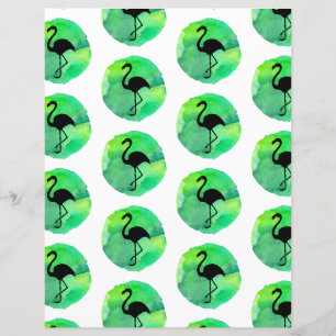 Yellow Green Flamingo Pattern Scrapbook Paper