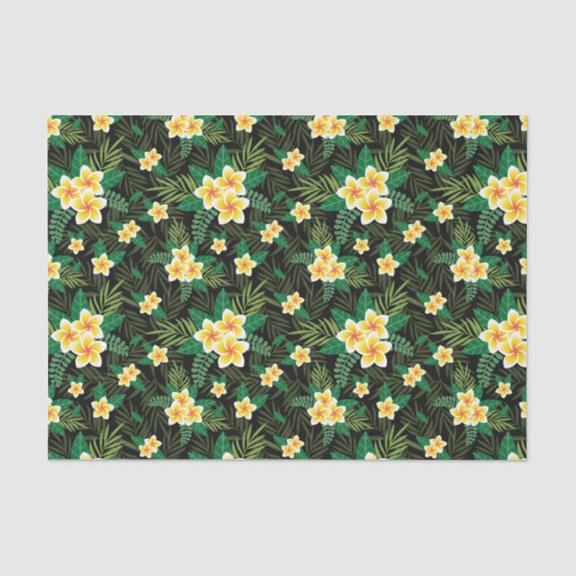 Yellow Green Floral Botanical Decoupage Craft Gift Tissue Paper (Front)