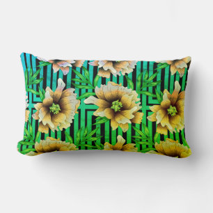 Yellow & Green Floral Print Throw Pillow