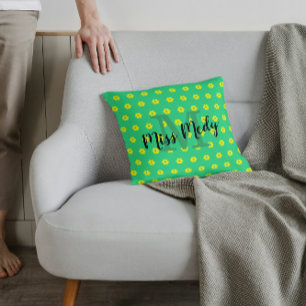 Yellow green Flower daisies botanical Floral Throw Pillow