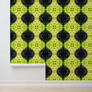Yellow Green Flowers Pattern Ornaments Wallpaper