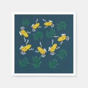 Yellow Green Frogs Pattern Napkin