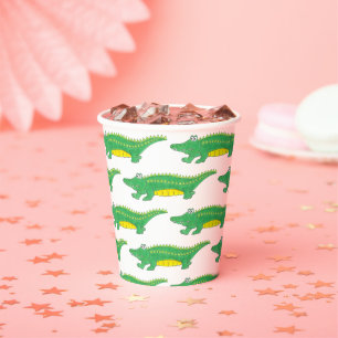 Yellow Green Gator Alligator Crocodile Croc Animal Paper Cups