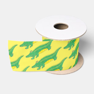 Yellow Green Gator Alligator Crocodile Croc Animal Satin Ribbon