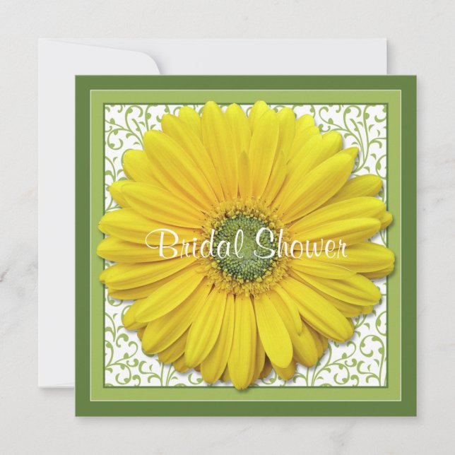 Yellow Green Gerber Daisy Bridal Shower Invitation (Front)