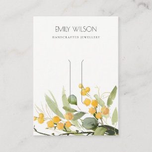 Yellow Green Gold Wattle Foliage Hair Clip Holder Business Card