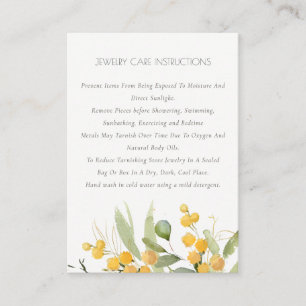 Yellow Green Gold Wattle Foliage Jewelry Care  Business Card