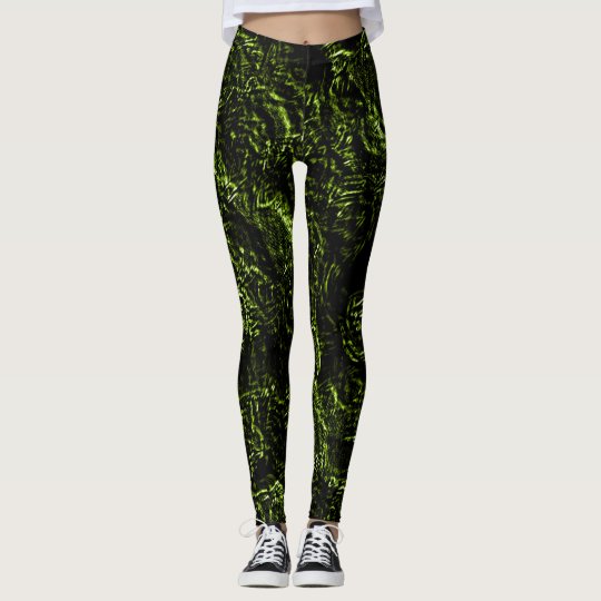 Yellow Green Goth Roses Leggings