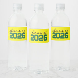 Yellow & Green Graduation Water Bottle Label