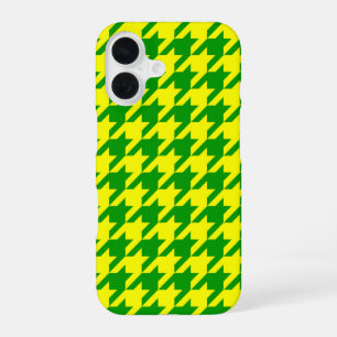 Yellow Green Houndstooth Design  iPhone 16 Case