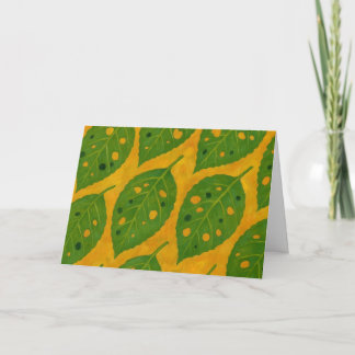 Yellow & Green Leaf Patterned Watercolor Greeting Card