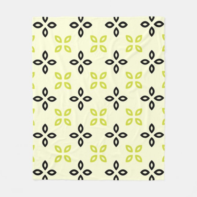 Yellow Green Leaf Petal Botanical Nature Pattern Fleece Blanket (Front)