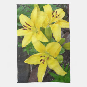 Yellow & Green Lily Photo Design Kitchen Towels