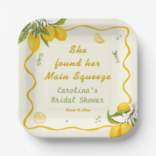 Yellow Green Main Squeeze Bridal Shower Lemon Paper Plate