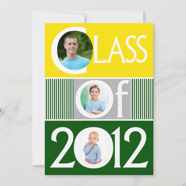 Yellow Green Multi Photo Graduation Invitation (Front)